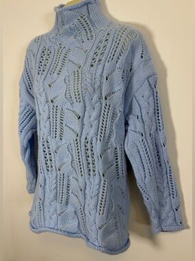 Luulla Sky Blue Cable Knit Turtleneck Sweater